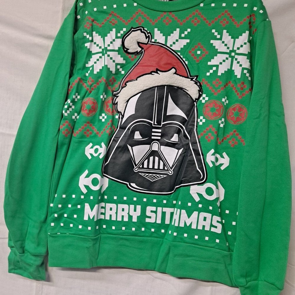 Star Wars Darth Vader Men's MERRY SITHMAS Green Holiday Sweatshirt